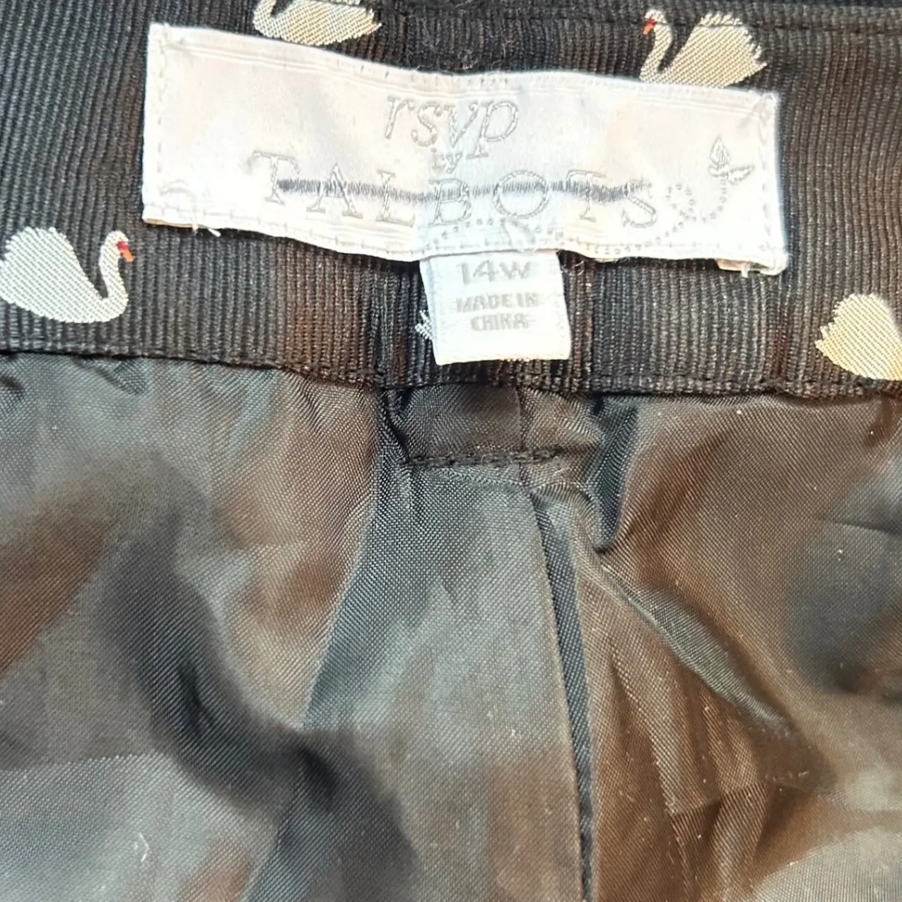 Talbots‎ Swan Animal Print Trouser Pants Black 14W - Image 4