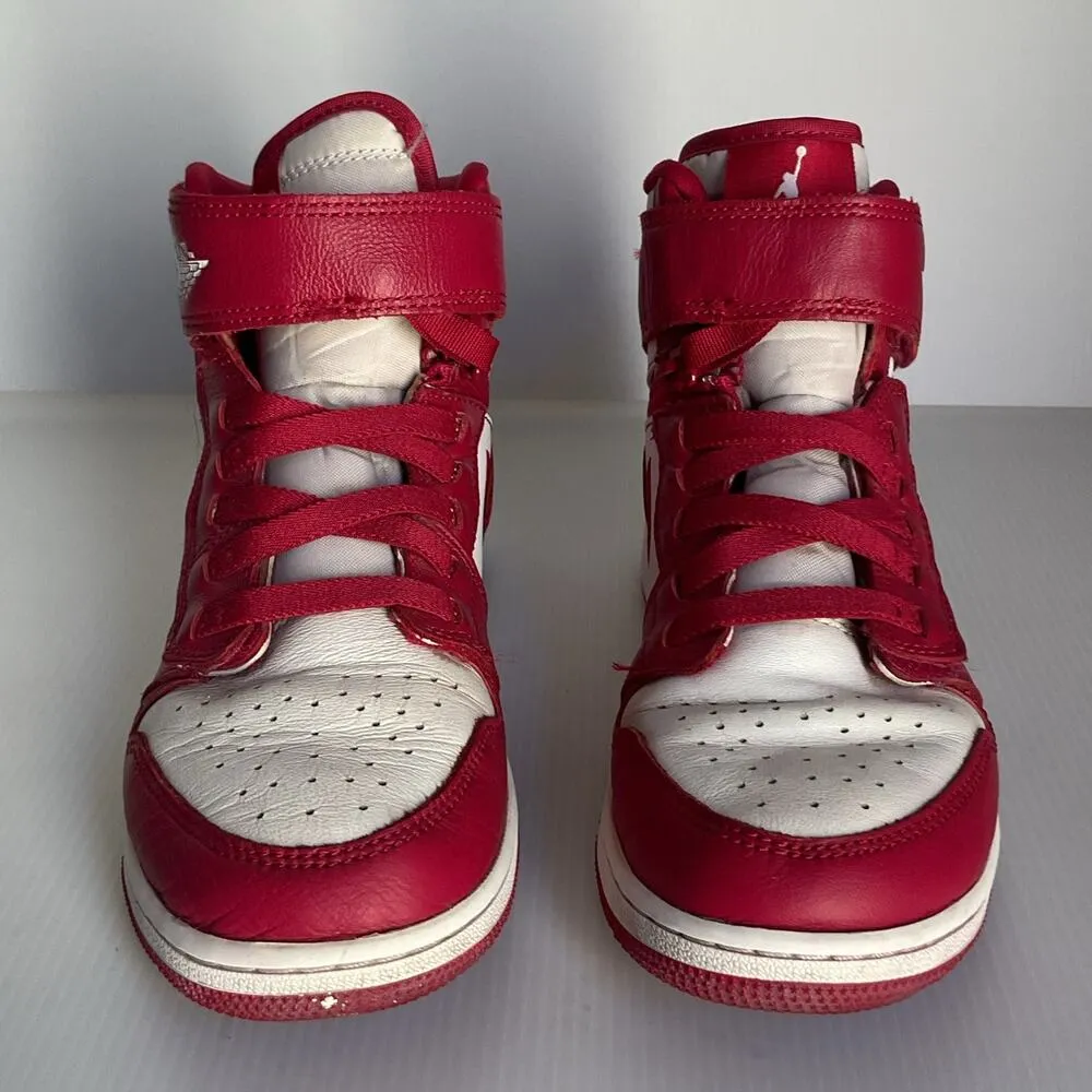 Nike Air Jordan 1 Mid SE Red White Boys Size 5Y DC7986-607 Velcro Strap Sneakers - Image 4