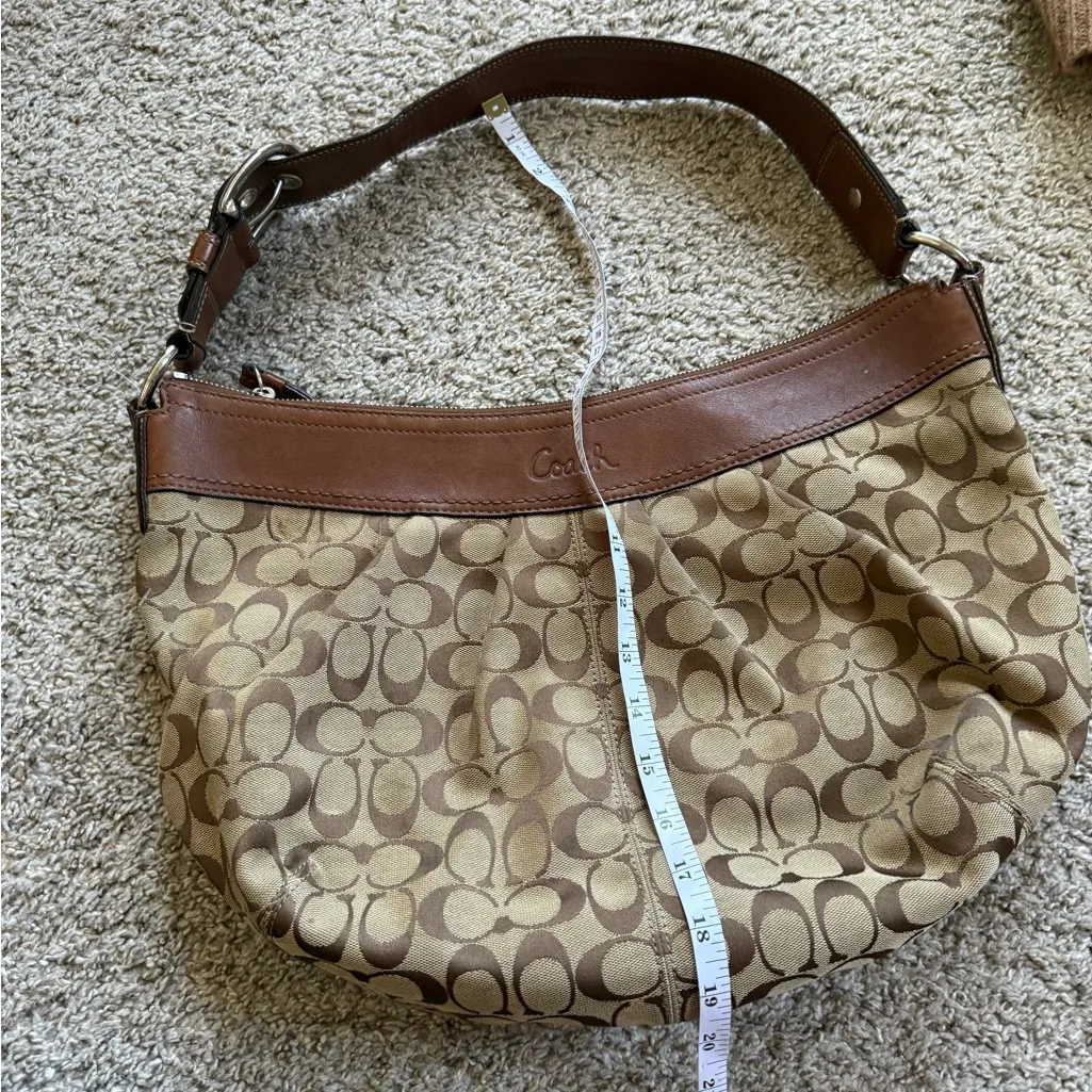 Coach Signature Canvas Soho Hobo Shoulder Bag Tan & Brown - Image 10