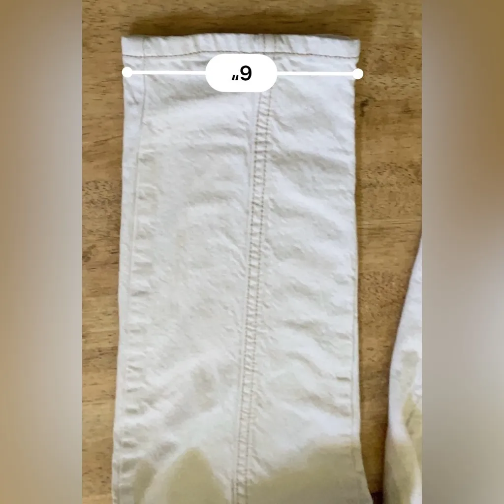 Free People We The Free‎ City Of Lights Sz 25 High Rise Linen Blend Ecru Jeans - Image 13