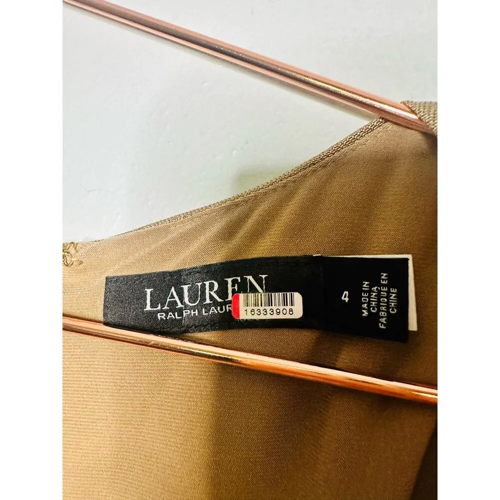 LAUREN RALPH LAUREN Gold Foil Print Twist Front Nadira Jersey Gown Size 4 - Image 13