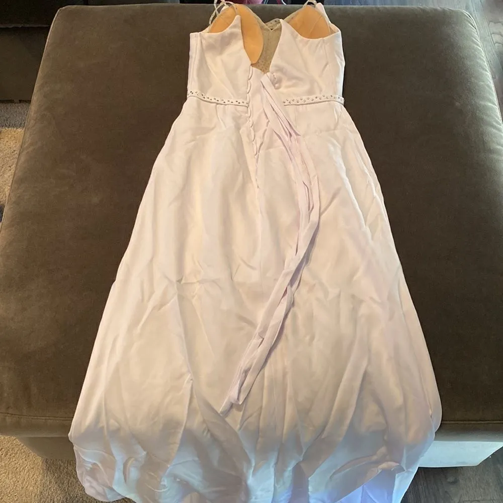 Women’s White Wedding Dress Leg Slit Silver Beading Corset Back Size 2 NEW - Image 14