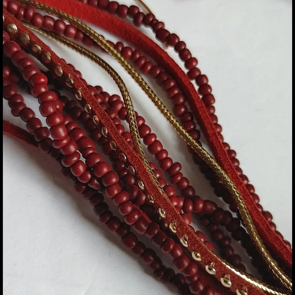 Trendy Red Boho Style Necklace Set - Image 5