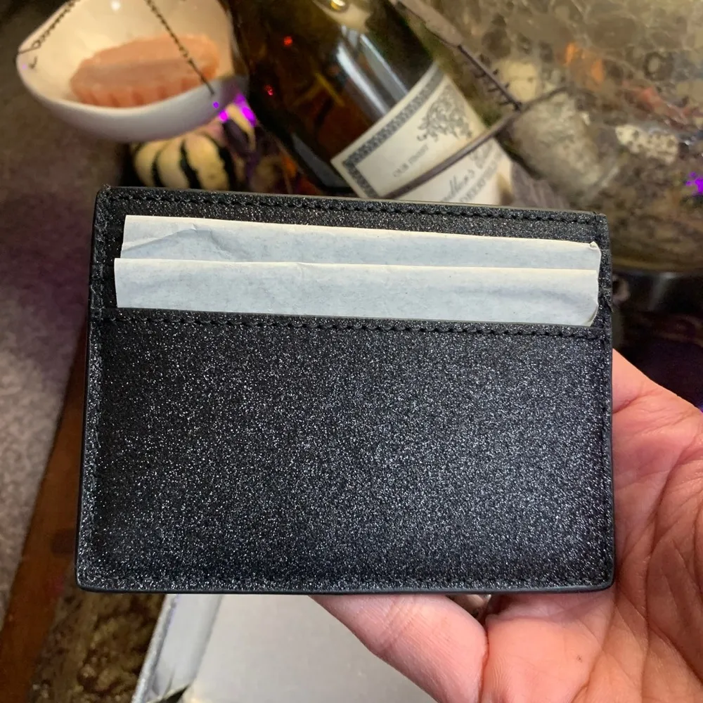 Kate Spade Authentic  smooth glitter leather card case in box - Image 6