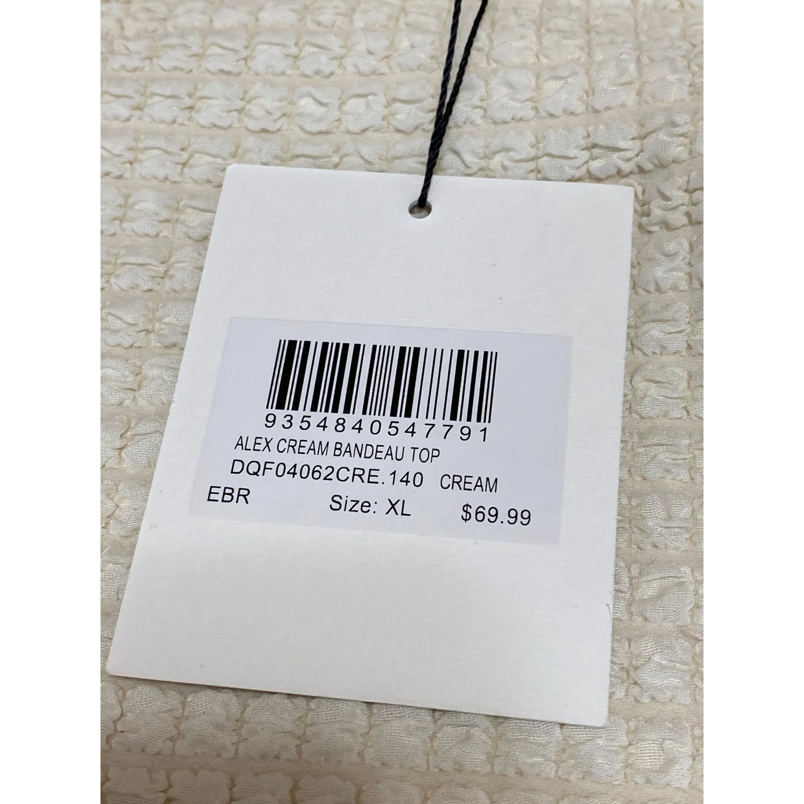 NEW Dissh Alex Cream Strapless Sleeveless Bandeau Textured Blouse Top Size XL - Image 3