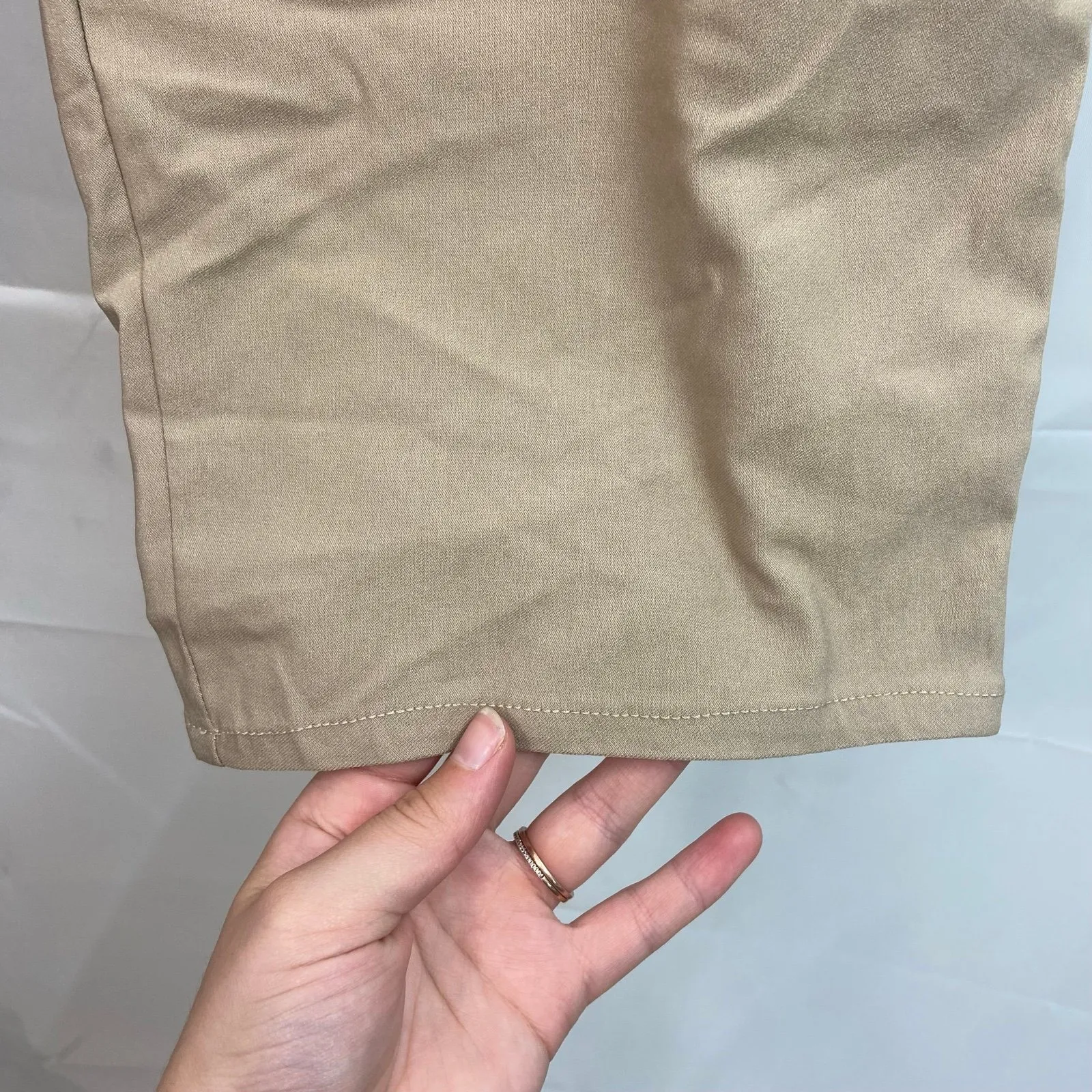 Laura Scott women's tan stretch‎ pull on casual cropped capri pants trousers XL - Image 3