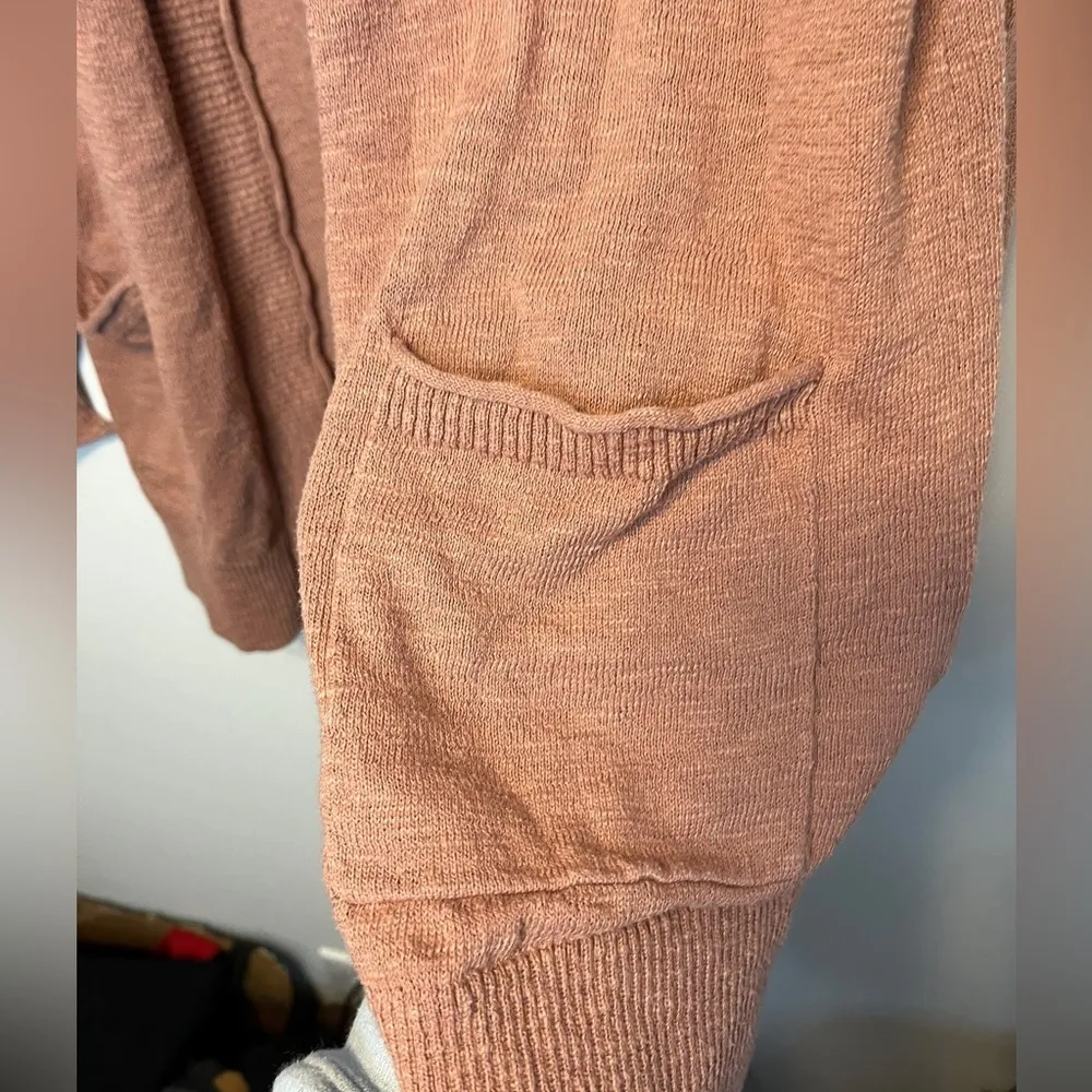 Madewell Bradley Cotton Blend Open Front Cardigan Sweater Dusty Rose Color - Image 12