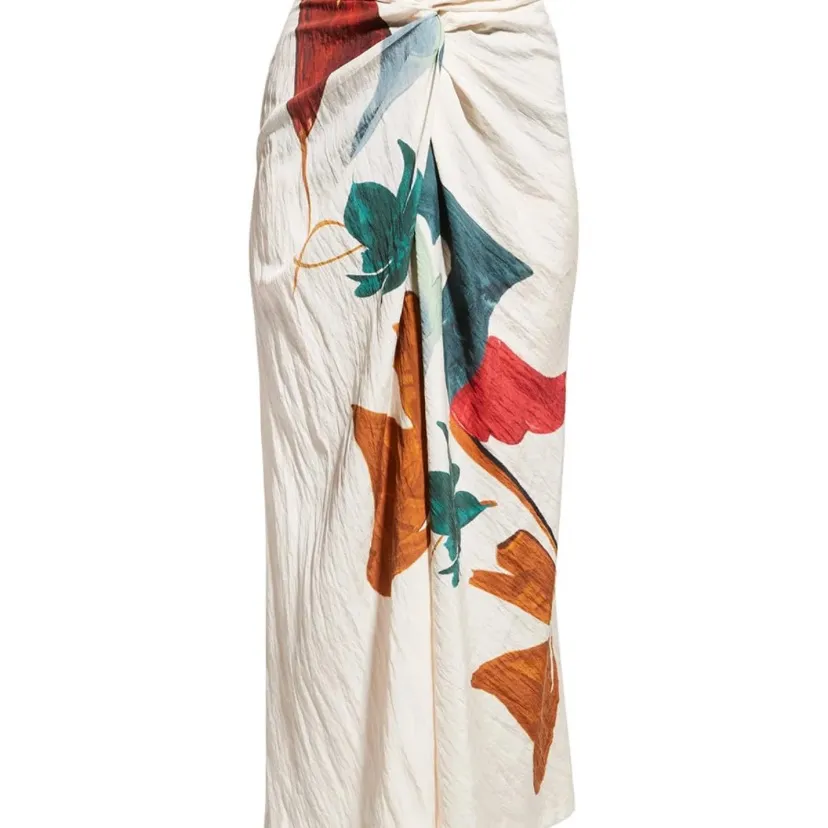 VINCE NWT Wrap Milk Painted Abstract Draped Knot Skirt Small - Image 2