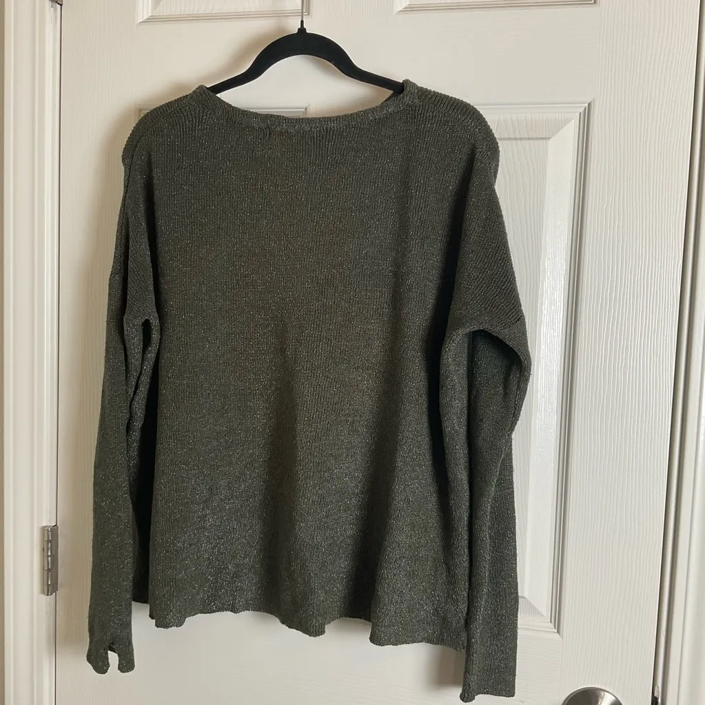 Zara Knit green Metallic Sweater Size small - Image 6