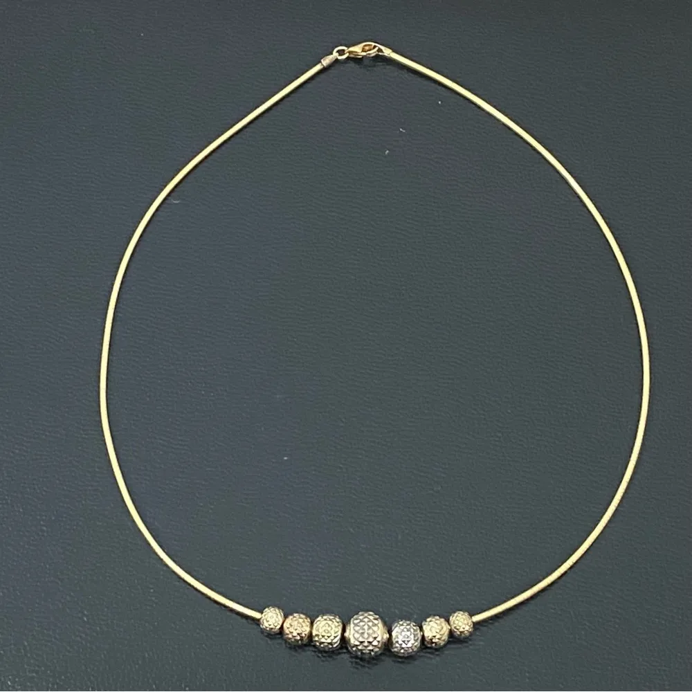 925 Sterling Silver Gold Vermeil Sliding Ball Charm Pendant Snake Chain Necklace - Image 3