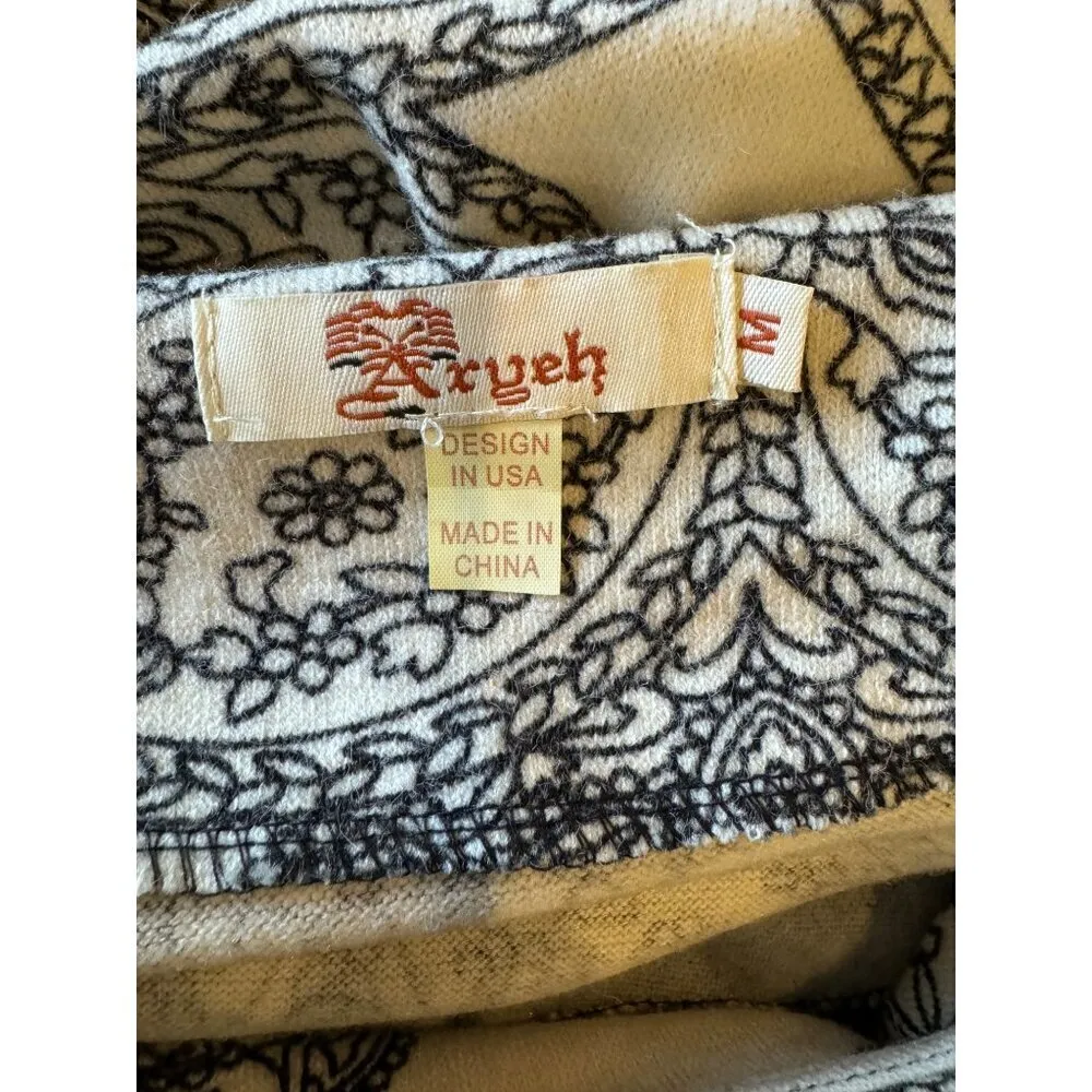 Aryeh Anthropologie Dress‎ Women Medium Ivory Geometric Print Knit Fit And Flare - Image 9