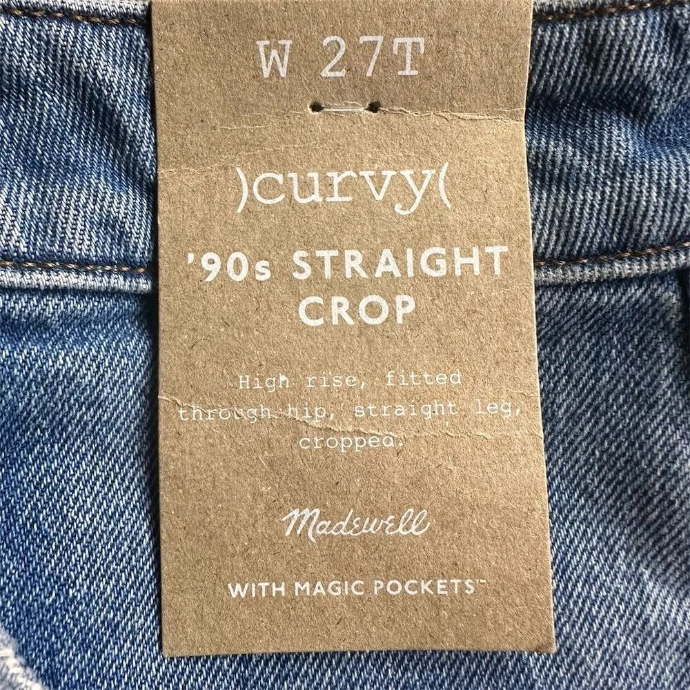 NWT Madewell Women's Tall Curvy 90’s Straight Crop Jeans Size 27T 27 Blue - Image 8