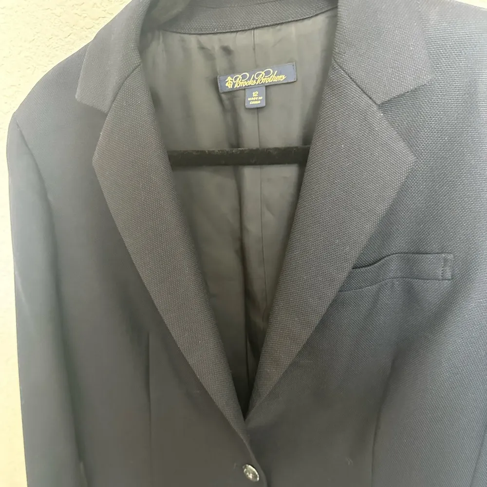 Brooks Brothers Navy Blue Vintage Wool Single Button Blazer Jacket Size 12 - Image 3