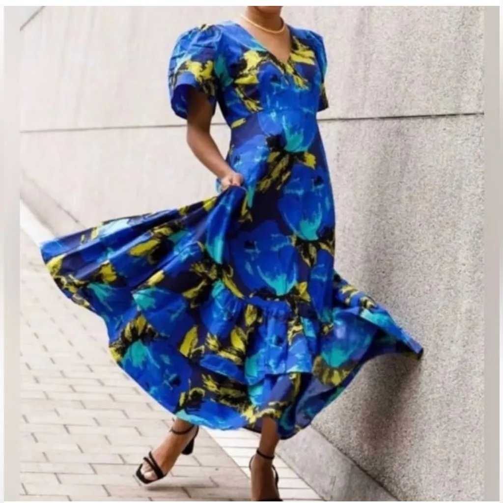 Christopher John Rogers x target floral dress size 2 XS Blue - Image 9