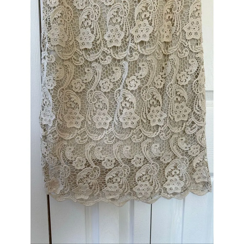 Joie Small Cream Lace Sleeveless Shift Mini Dress - Image 9