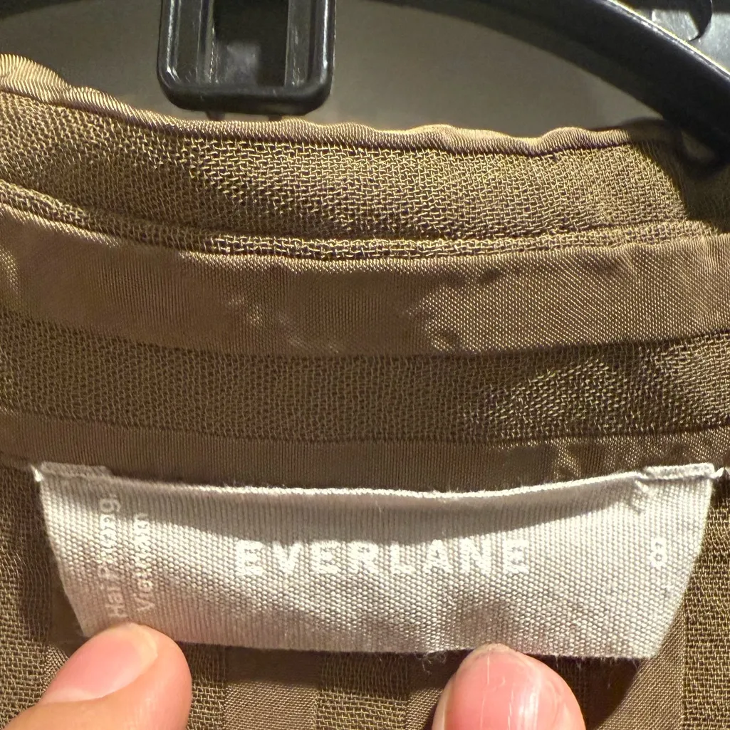 Everlane The City Stripe Shirt & Skirt Beech Brown Set Size‎ 8 - Image 5