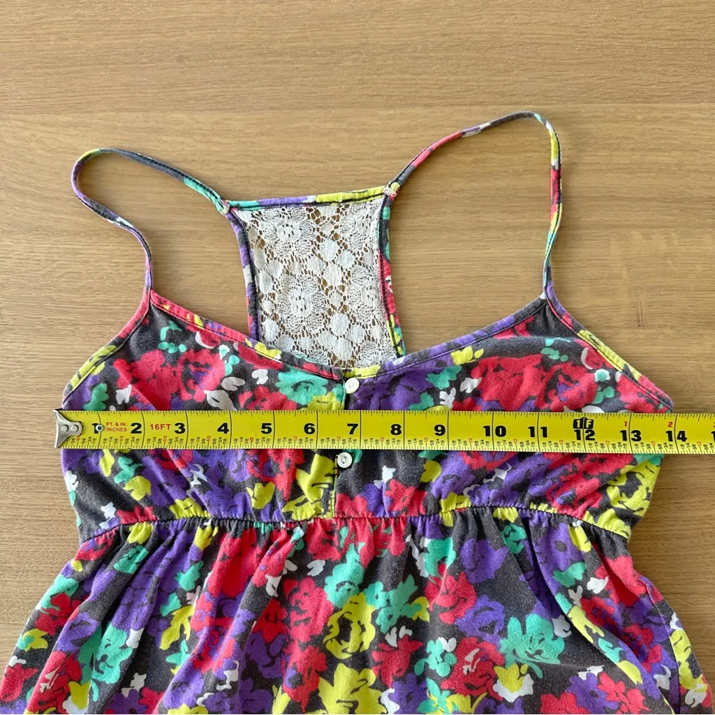Vintage Y2K Baby Doll Mini Dress Sz M Floral 90s 100% Cotton Lace Indie Boho - Image 9