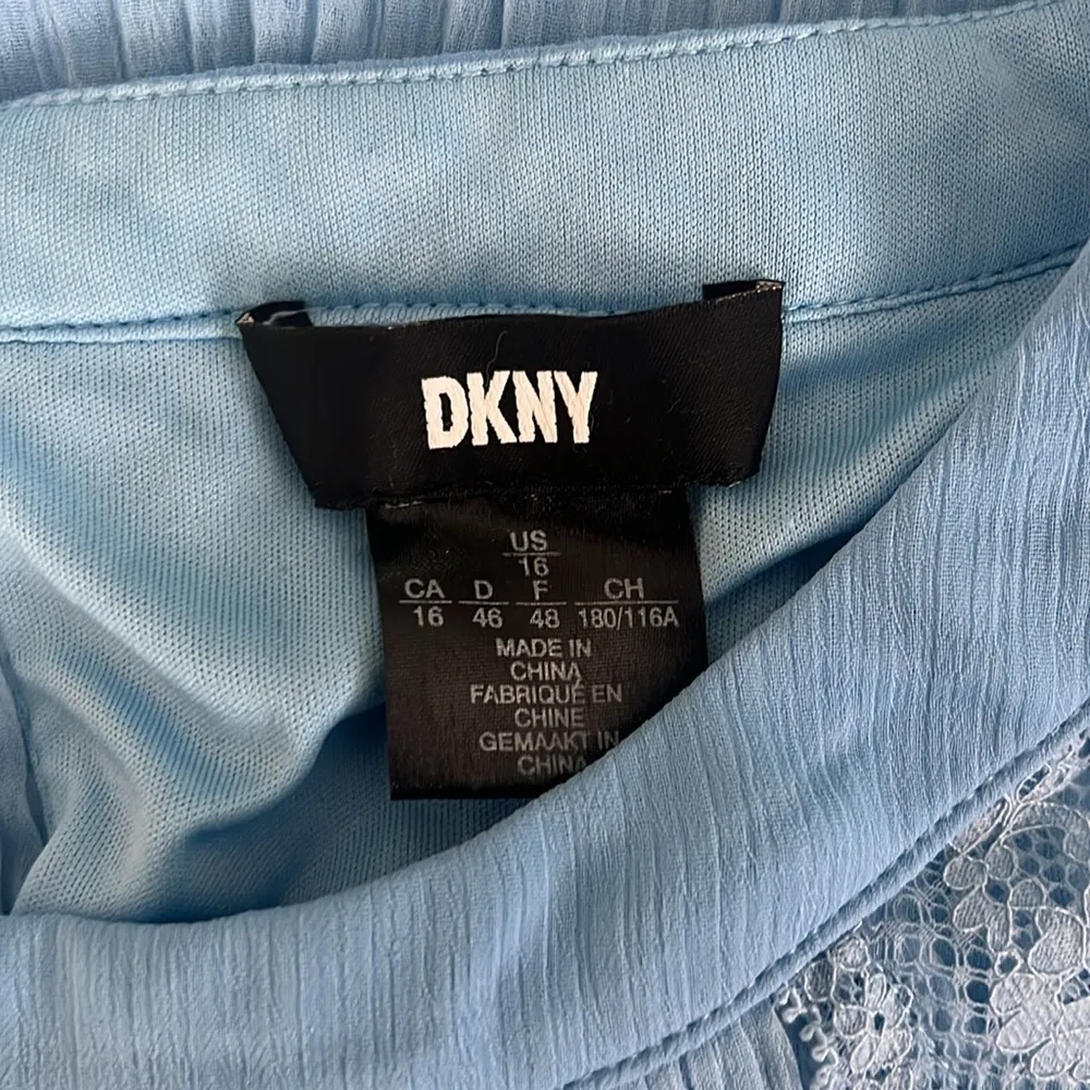 DKNY Pleated Cap Sleeve Party Shift Dress in Light Blue, Size 16 EXCELLENT! $139 - Image 8