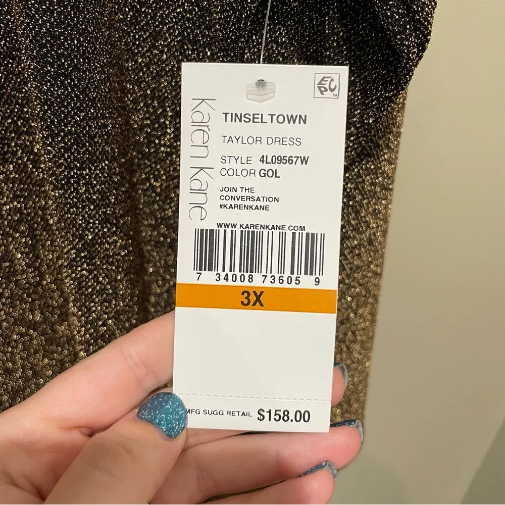 Karen Kane Tinseltown Taylor Dress Gold Black Women’s Plus Size 3X NWT - Image 9
