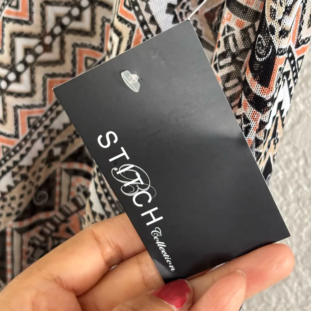 Chic Geometric Print Tunic Top Pink Size M - Image 9