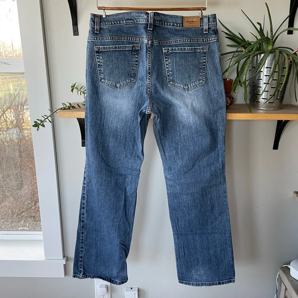 Eddie Bauer Medium Blue Mid Rise Straight Leg Bootcut Jean Size 12R - Image 5