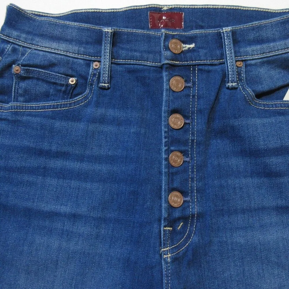 NWT Mother Pixie Rider Ankle in Taxi! Stretch Straight Crop Jeans 32 Blue - Image 3