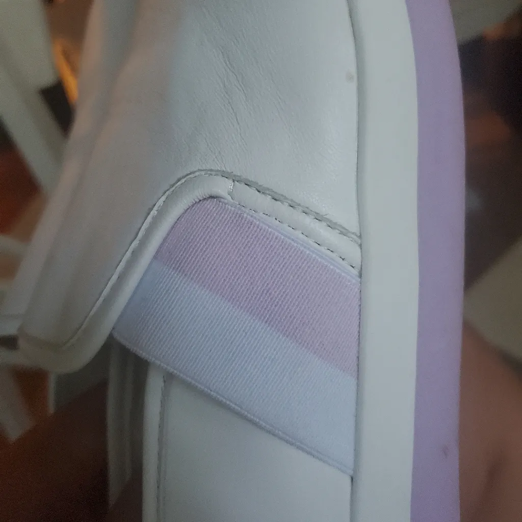 Kate Spade New York Sandy White and Purple Stripe Heart Slip-On Shoes Size 10 Wo - Image 3