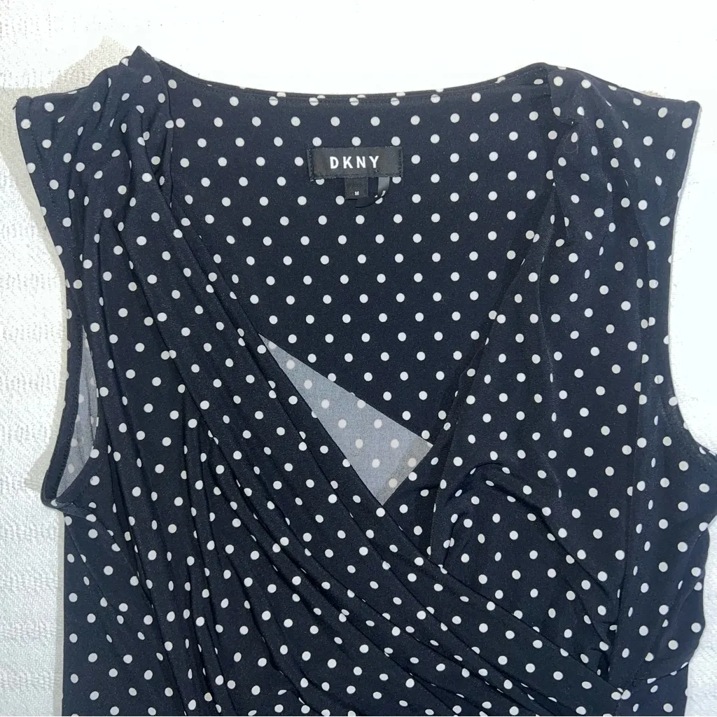 DKNY Womens Polka Dot Babydoll Top Size M Y2K Romantic Grunge Coquette - Image 3