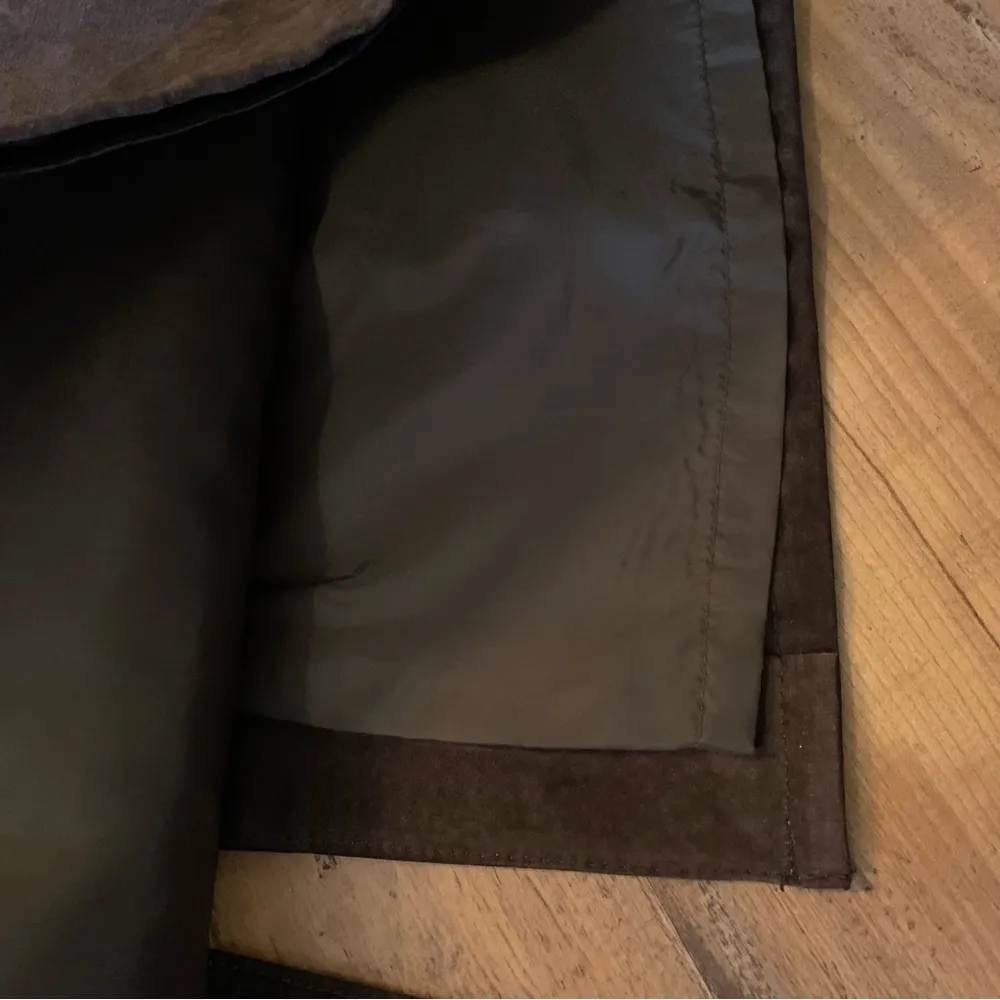 Style & Co Vintage A Line Brown Leather . genuine suede leather Skirt 12 L Lined - Image 3