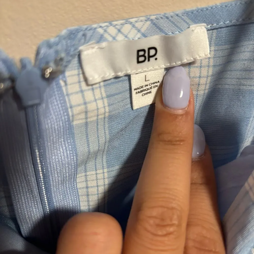 NWT Nordstrom BP Lola Plaid Square Neck Blue Sundress- Size Large - Image 5