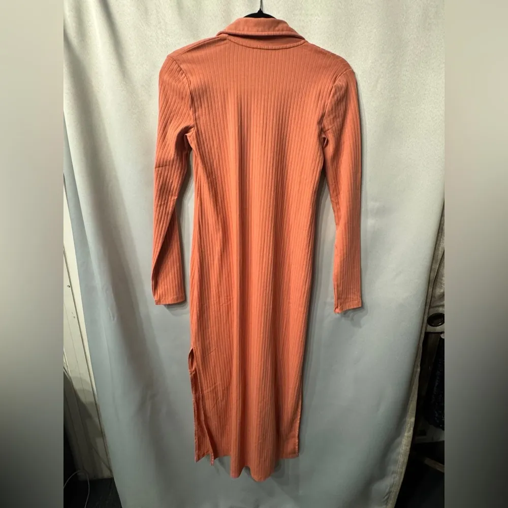 Aerie ribbed Henley dress with collar, size small, orange, brand new! - Image 10