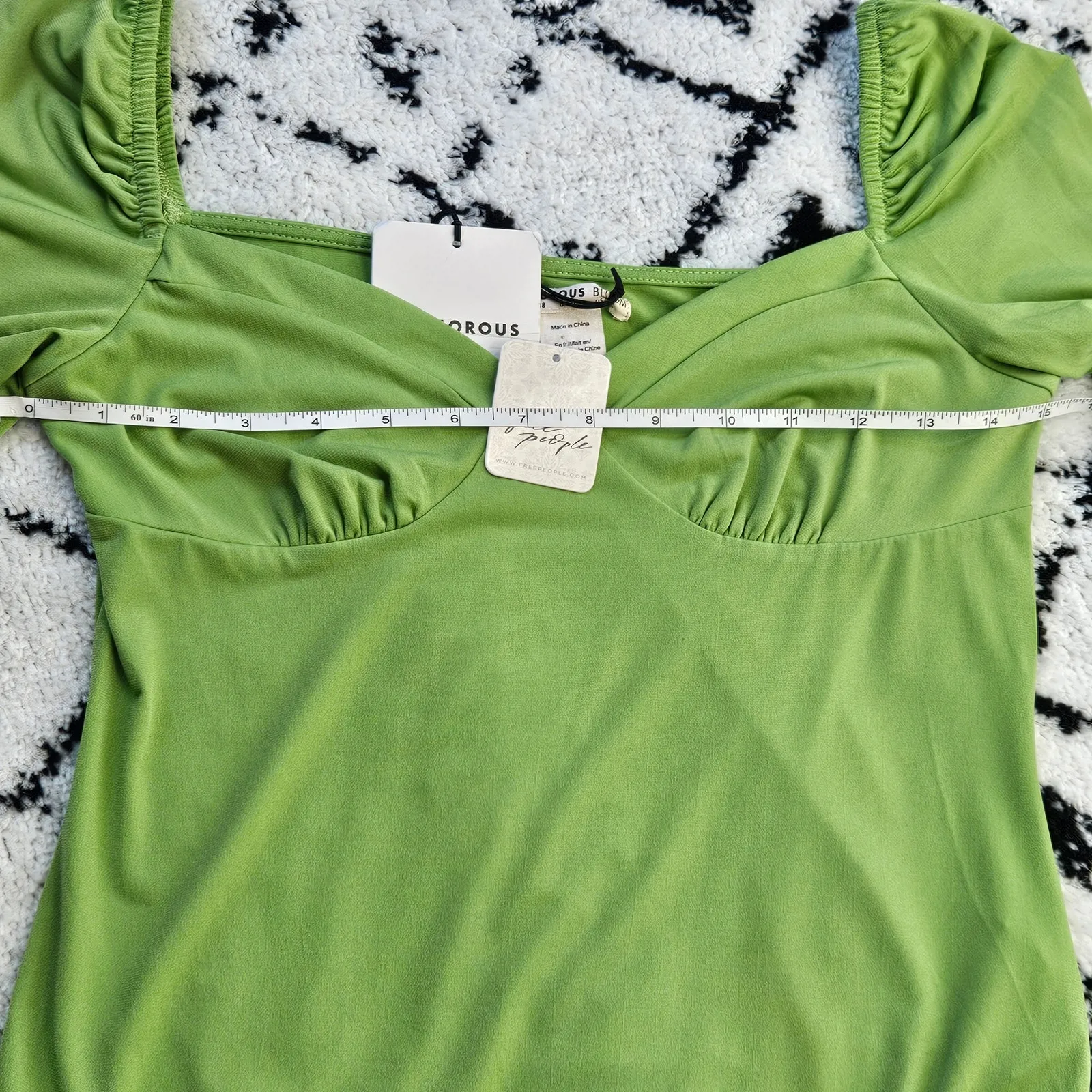 Free People Glamorous Long Sleeve Sweetheart Neck Bodysuit Green Sz‎ M - Image 12