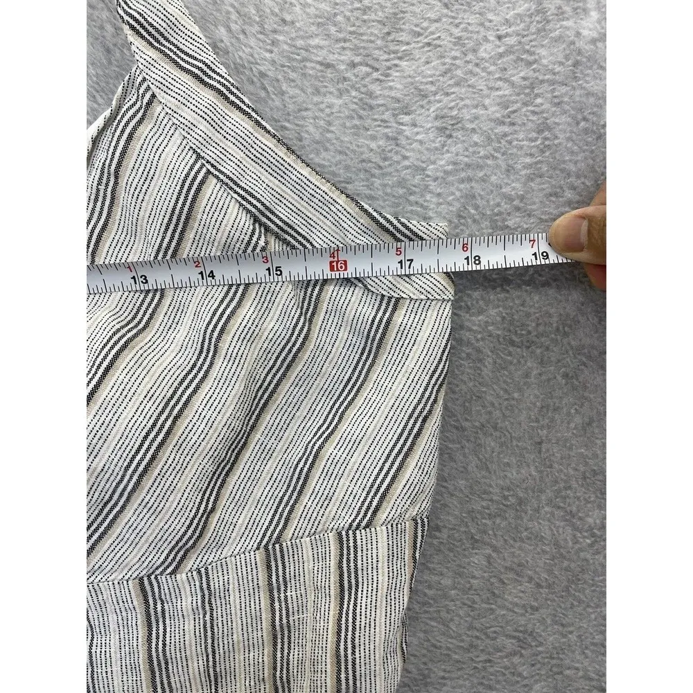 LOFT Ann Taylor Women's Blouse Sleeveless Size 14 Linen Blend Striped Blue White - Image 9