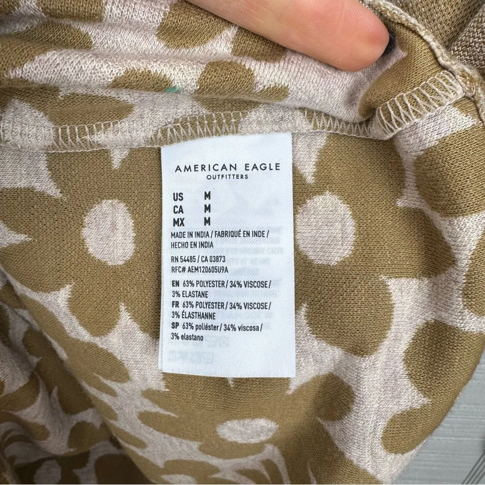 NWT American Eagle Tan Daisy Floral Mini Mock Neck Sweater Dress Retro Y2K 70s - Image 5