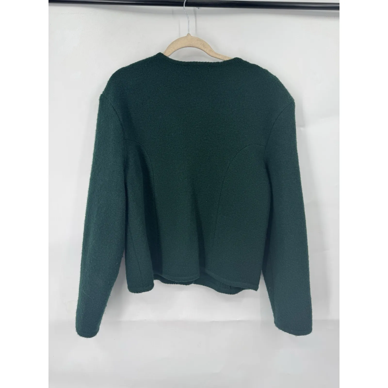 Talbots Vintage 100% Wool Button Front Sweater Women 14 Green Flawed Preppy - Image 2