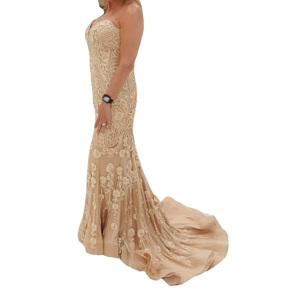 Terani Couture Pageant Gown Evening Dress Champhgne 1822GL7514 Size 14 - Image 4