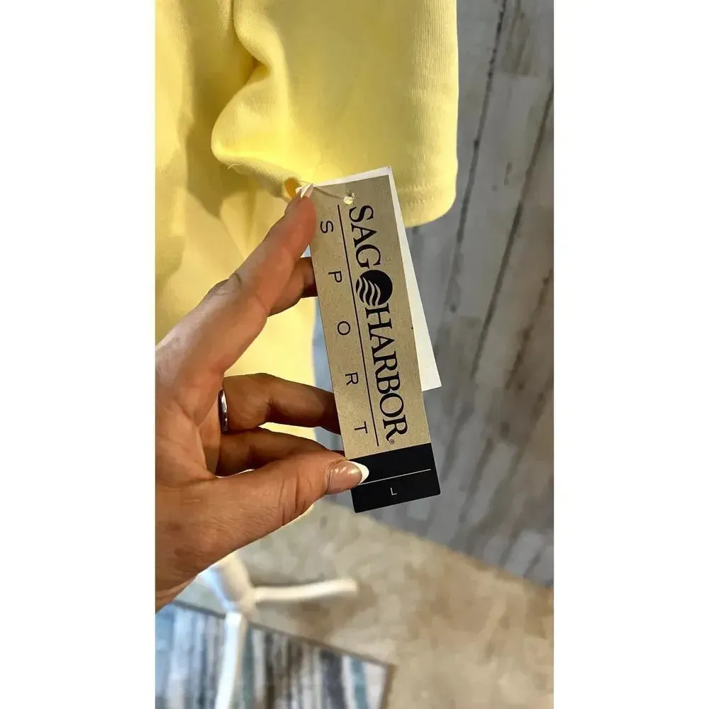 Vintage NWT Sag Harbor Sport Women's Large Yellow Short‎ Sleeve Crew Neck Top - Image 4