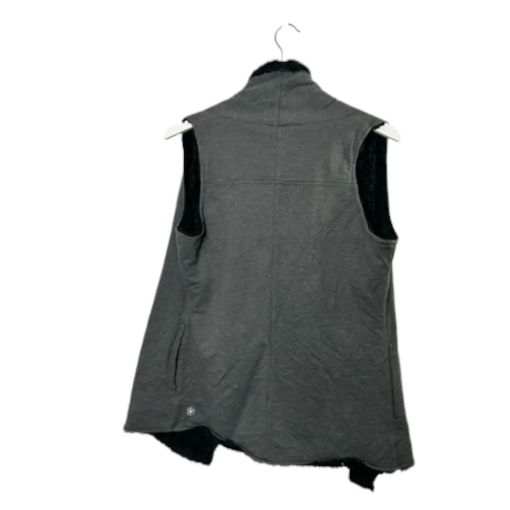 Gaiam Gray & Black Reversible Vest Yoga Sherpa Knit M Medium 8-10 - Image 6