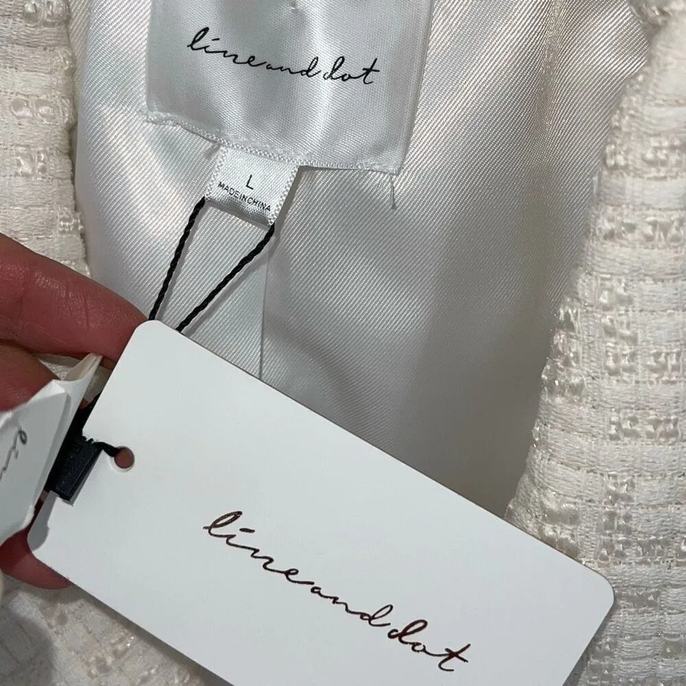 Line and Dot Women’s Avery Double-Breasted Lapel Lined Blazer Jacket Ivory Large - Image 6