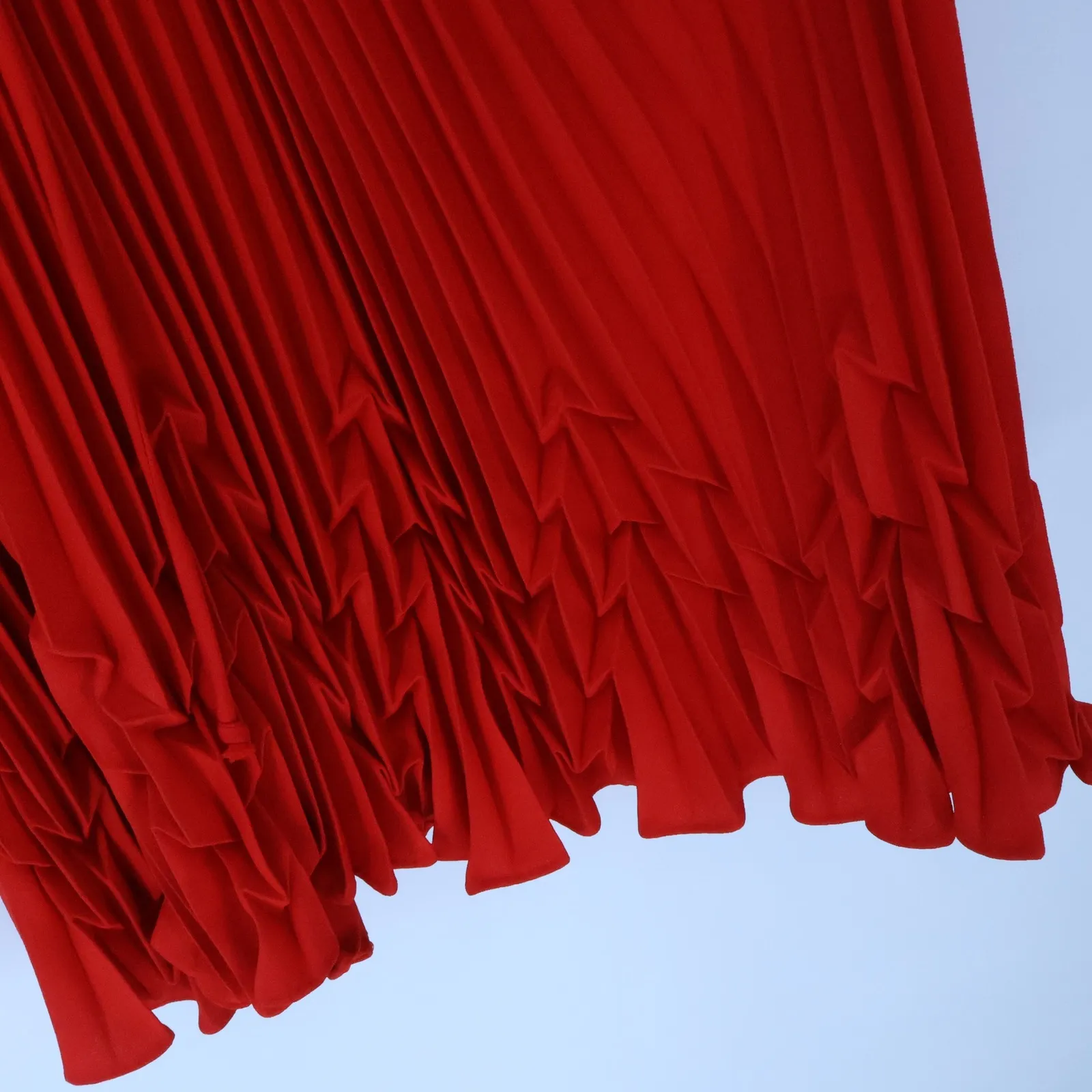 Vtg 70s How Sweet It Is Red Pleated‎ Dress Twee Holiday Office Secretary Size 3 - Image 9