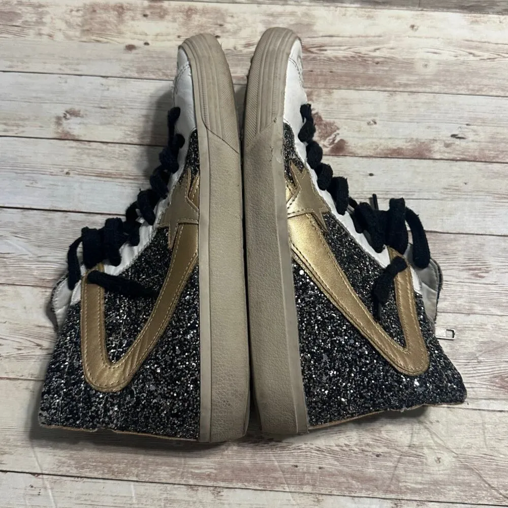 ShuShop Pia Glitter High Top Sneakers Women's Size 10 Shoes Silver Gold Metallic - Image 5
