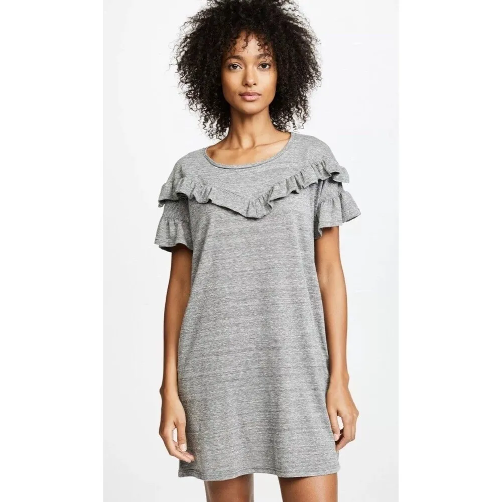 Paige Gray Adalie Boho Ruffle Shirt Mini Dress Pockets Womens Size‎ Large - Image 3