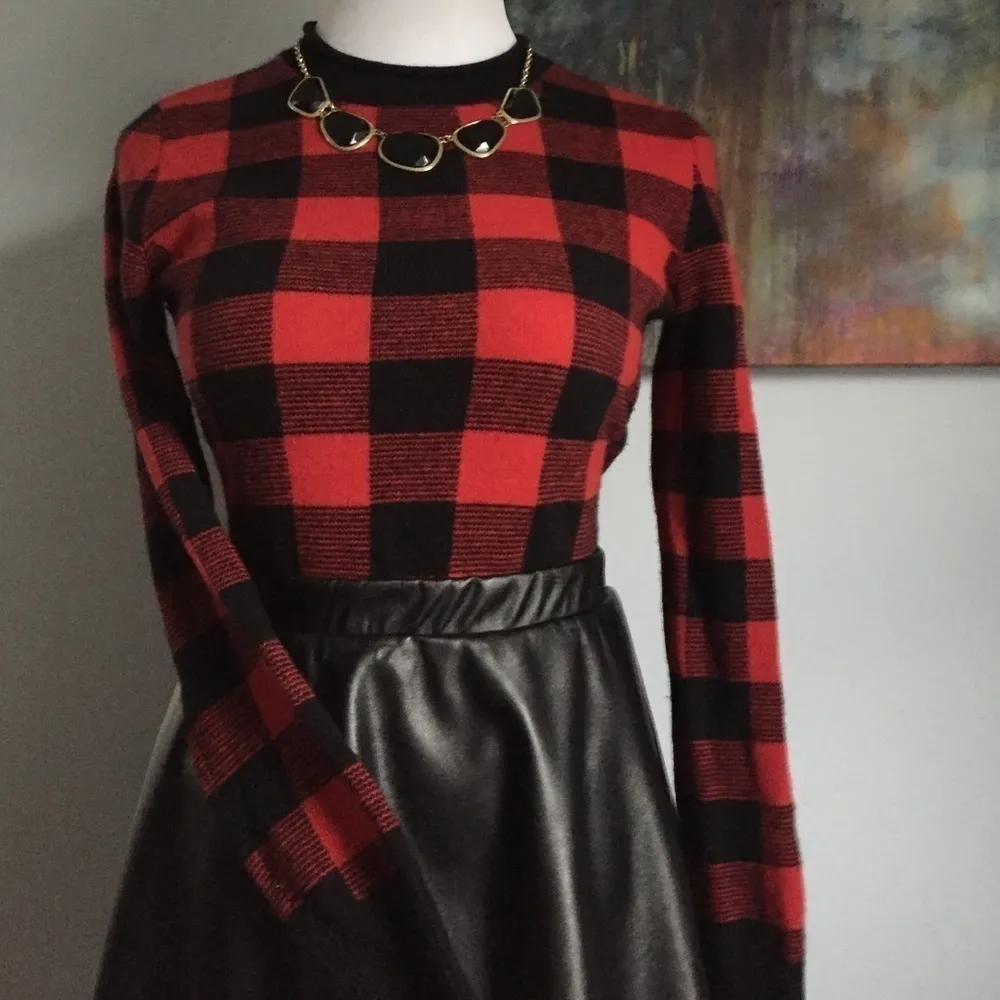 Ralph Lauren Buffalo Check Plaid Sweater Red Black RARE! Blue Label - Image 5