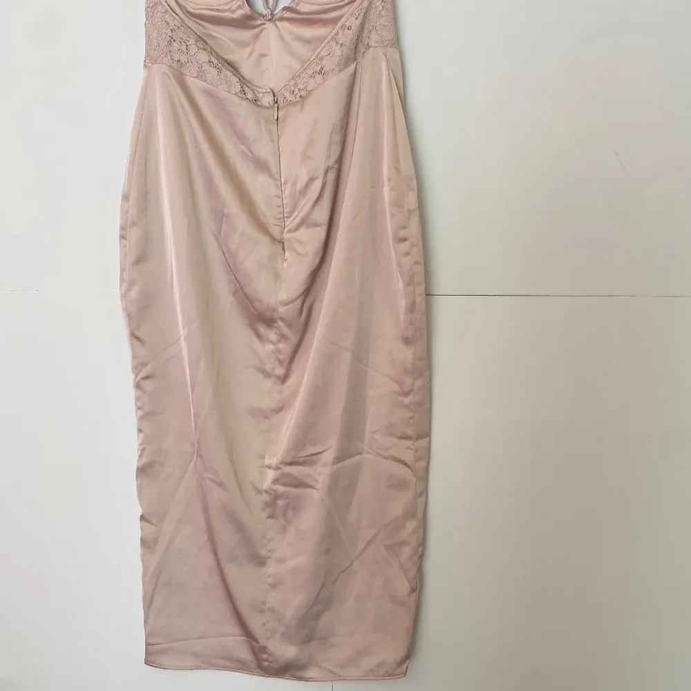HOUSE OF CB 'Georgia' Crystal Satin and Lace Midi Dress cutout Size M NWOT‎ - Image 15