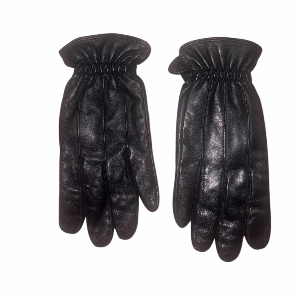 Black Leather woman's gloves size L - Image 2