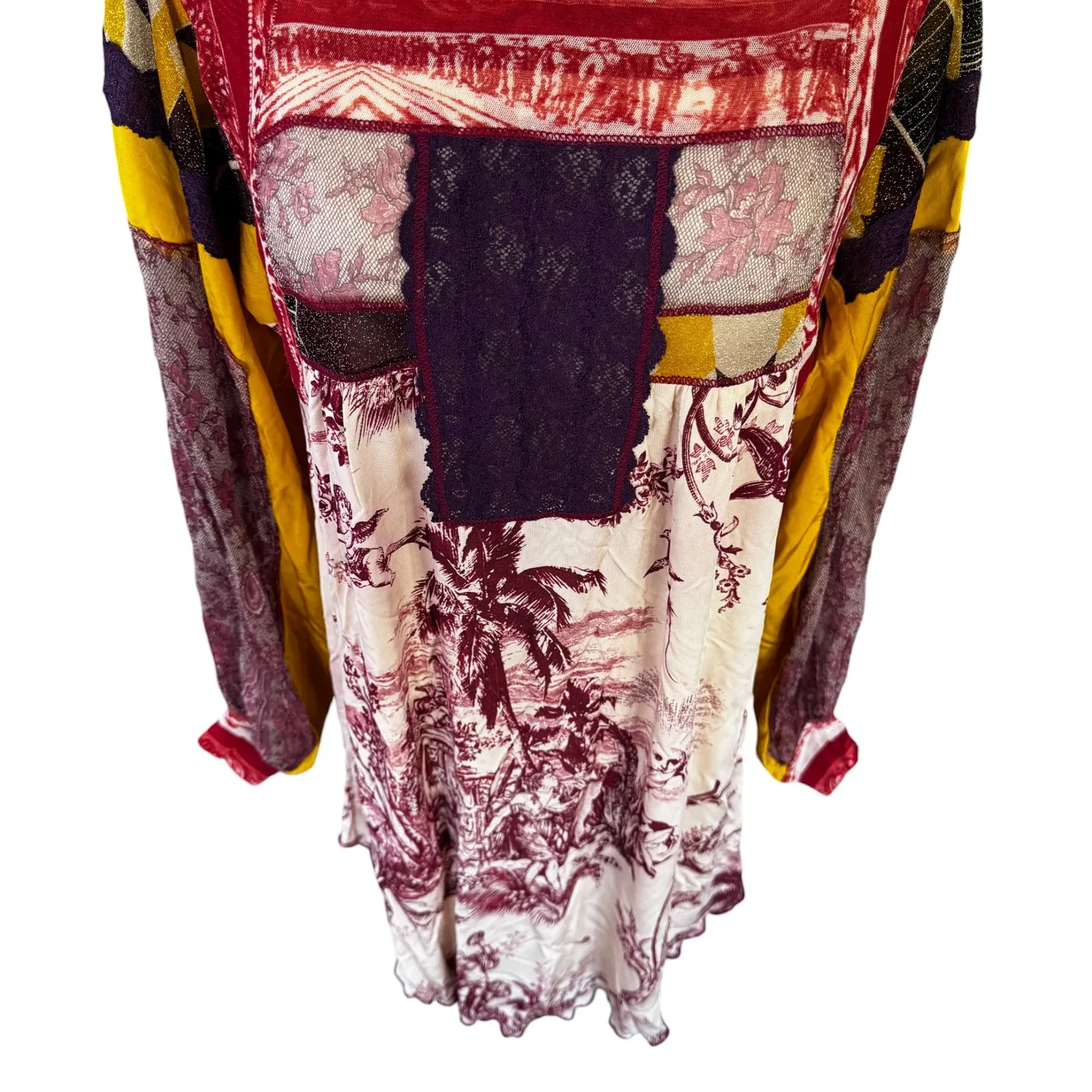 Jean Paul Gaultier Soleil Mixed Media Mesh‎ Panel Lace Detail Dress Size XL - Image 4