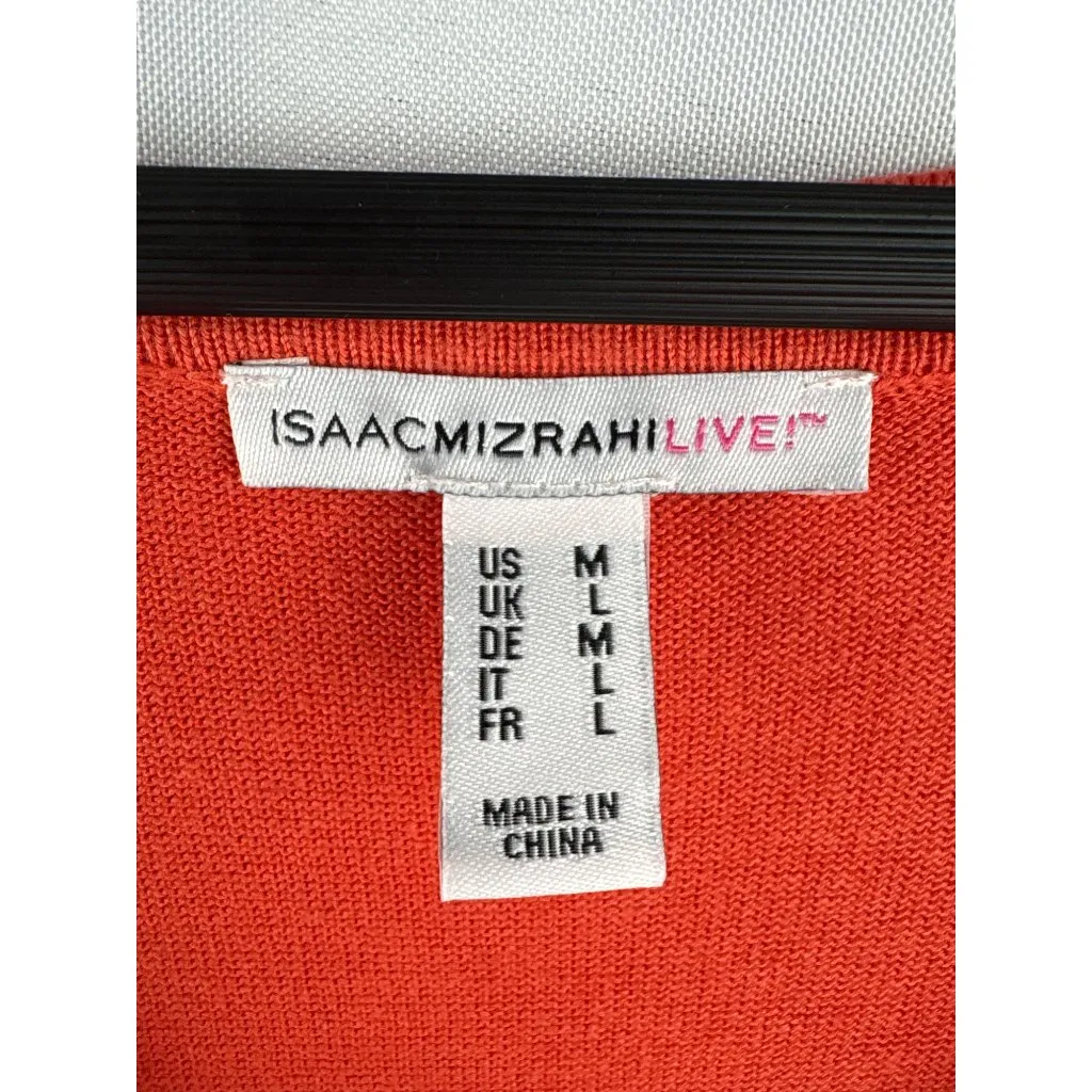 Isaac Mizrahi Live! Womens Coral Cardigan Sweater Medium 3/4 Sleeve Cotton/Rayon - Image 4