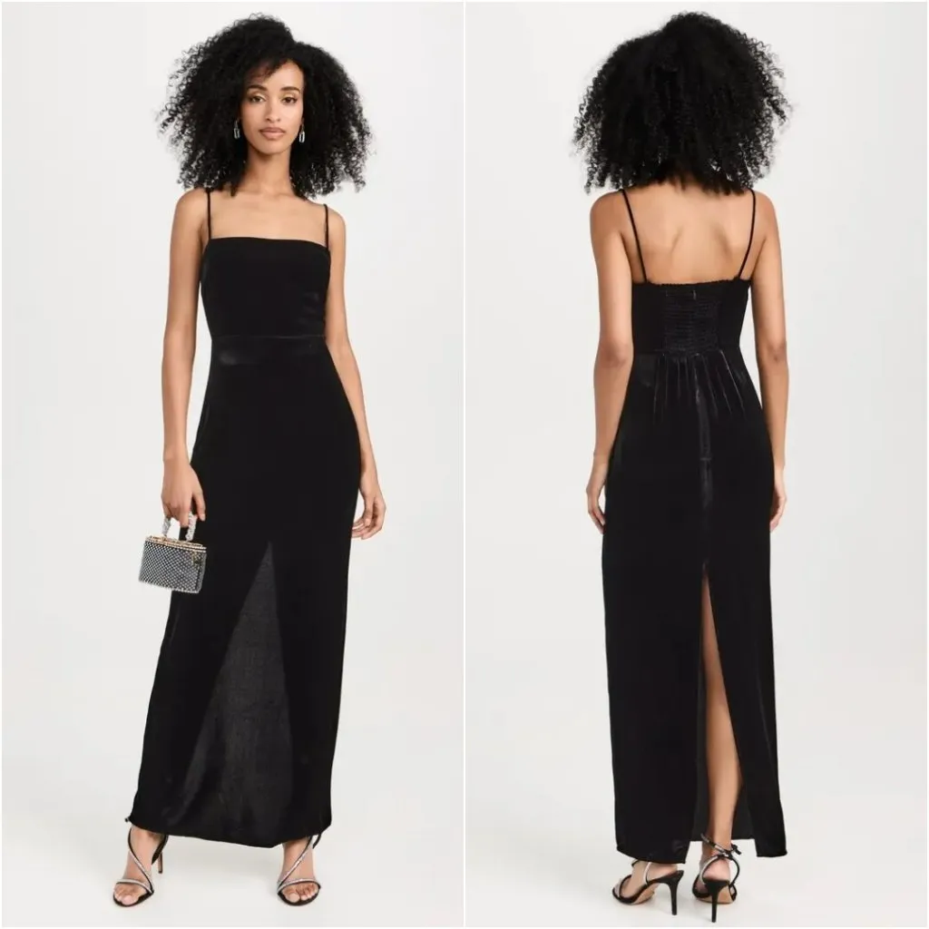 NWT Reformation Frankie Velvet Maxi Slip Dress Black Silk Blend Size 6 $298 - Image 7