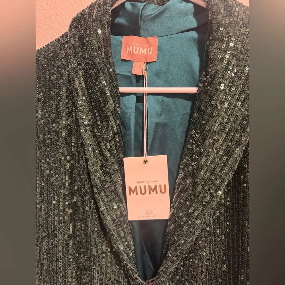 SHOW ME YOUR MUMU Women's Dance Sequins Blazer in emerald green Size S‎ - Image 5