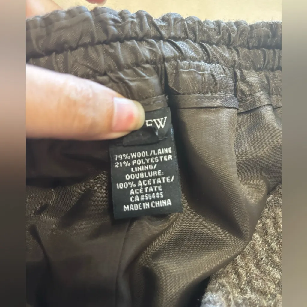 J Crew Wool Blend Skirt‎ Brown Herringbone Pull On Pockets Lined Sz 6 - Image 9